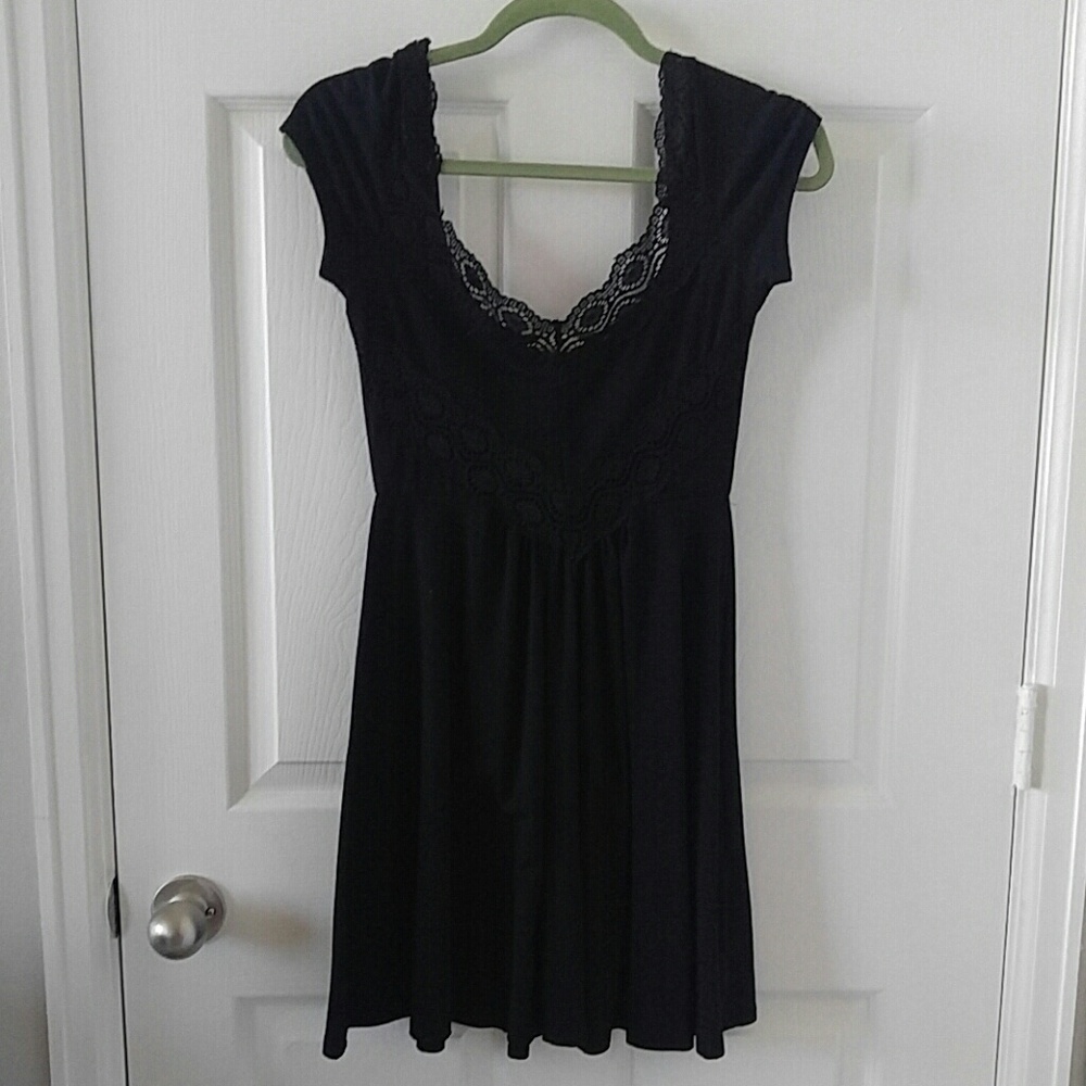 Free people Mini black dress with lace inserts